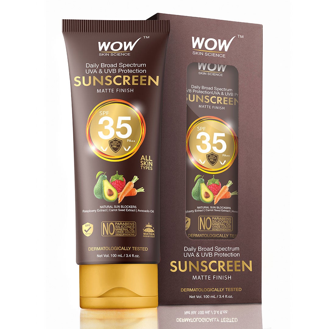 WOW Matte Finish Sunscreen Lotion Spf 35  - No Parabens, Silicones, Mineral Oil, Oxide, Colour, Benzophenone - 100 ml