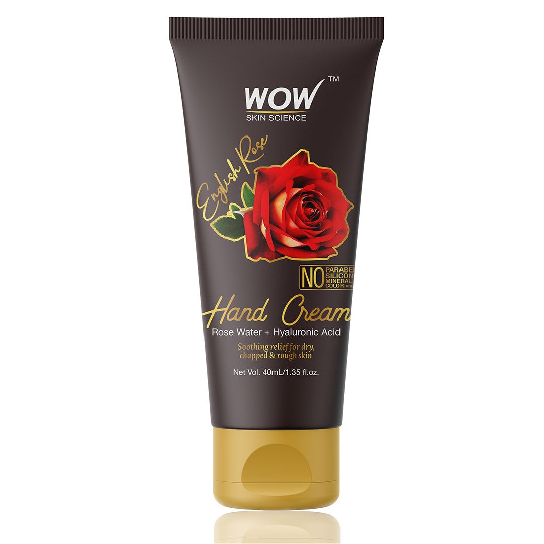 WOW English Rose Gentle Hand Cream With Rose Water and Hyaluronic Acid - No Parabens, Silicones, Mineral Oil, Color & Pg - 40 ml