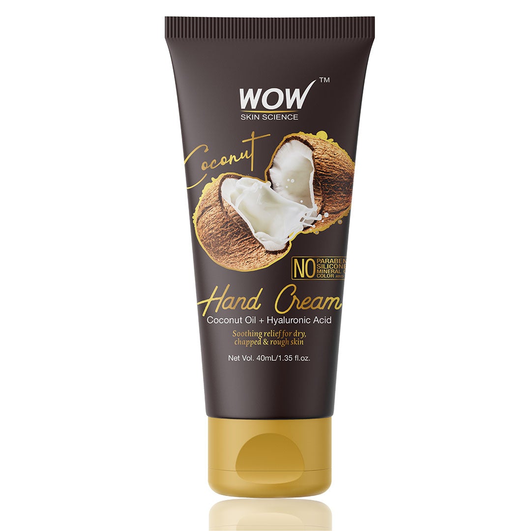 WOW Coconut Gentle Hand Cream With Coconut Oil and Hyaluronic Acid - No Parabens, Silicones, Mineral Oil, Color & Pg - 40 ml