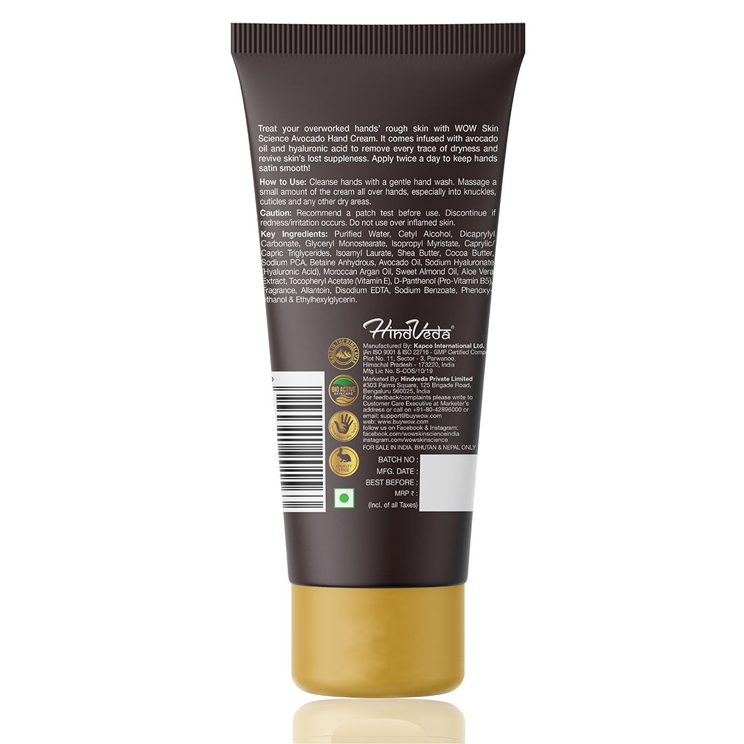 WOW Avocado Gentle Hand Cream With Avocado Oil and Hyaluronic Acid - No Parabens, Silicones, Mineral Oil, Color & Pg - 40 ml