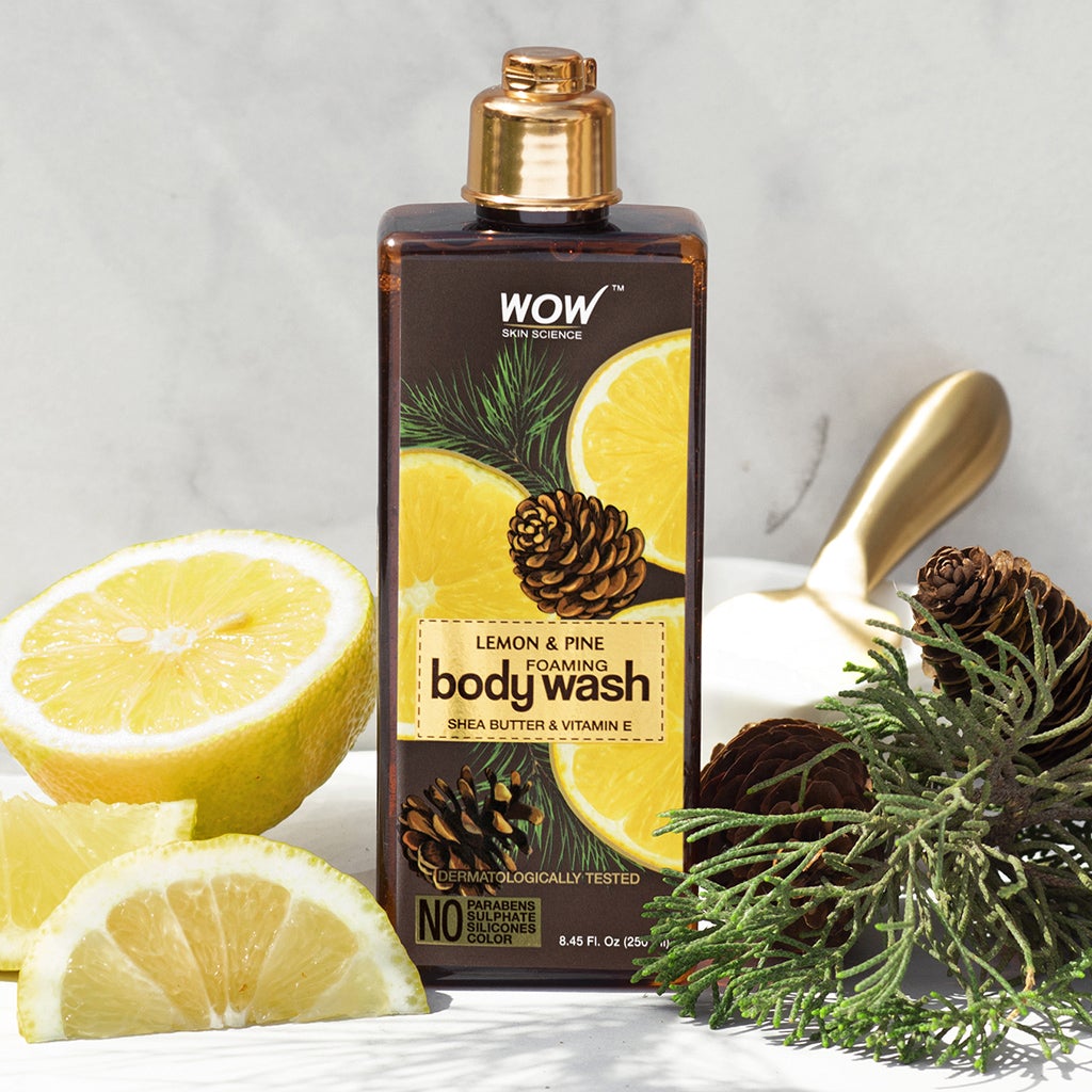 WOW Lemon & Pine Foaming Body Wash - No Parabens, Sulphate, Silicones & Color - 250 ml