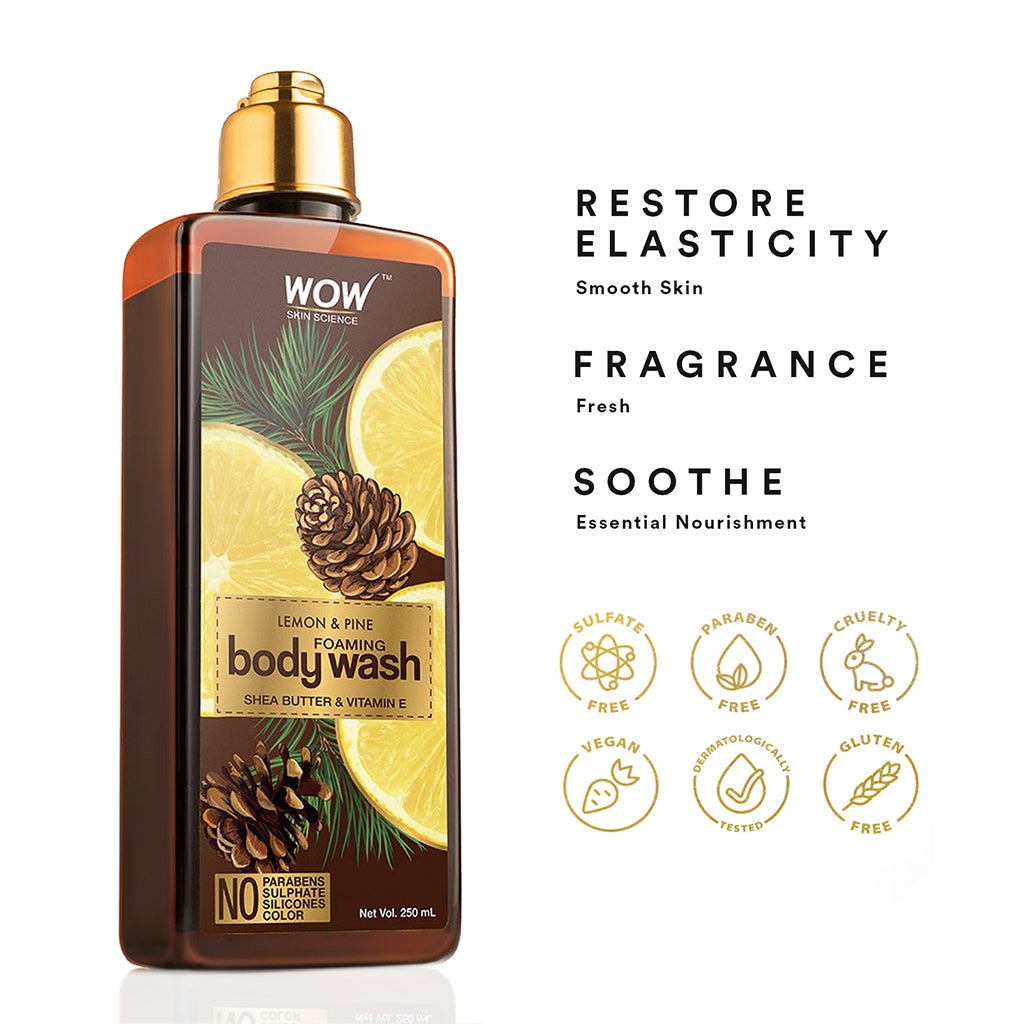 WOW Lemon & Pine Foaming Body Wash - No Parabens, Sulphate, Silicones & Color - 250 ml
