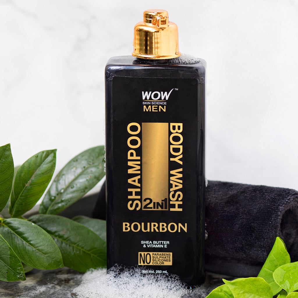WOW Bourbon 2-In-1 Shampoo + Body Wash - No Parabens, Sulphate, Silicones & Color - 250 ml