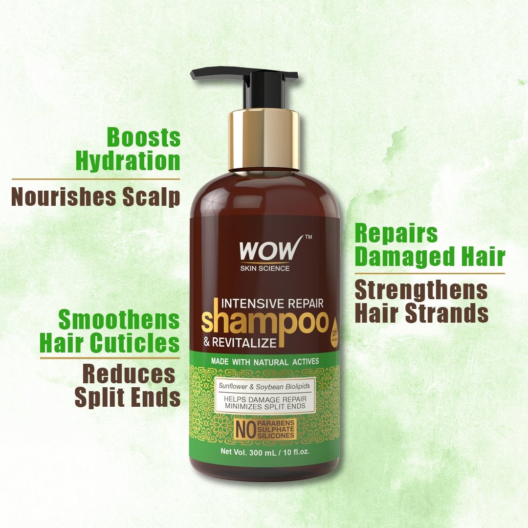 WOW Intensive Repair Shampoo & Revitalize No Parabens, Sulphate & Silicone - 300 ml
