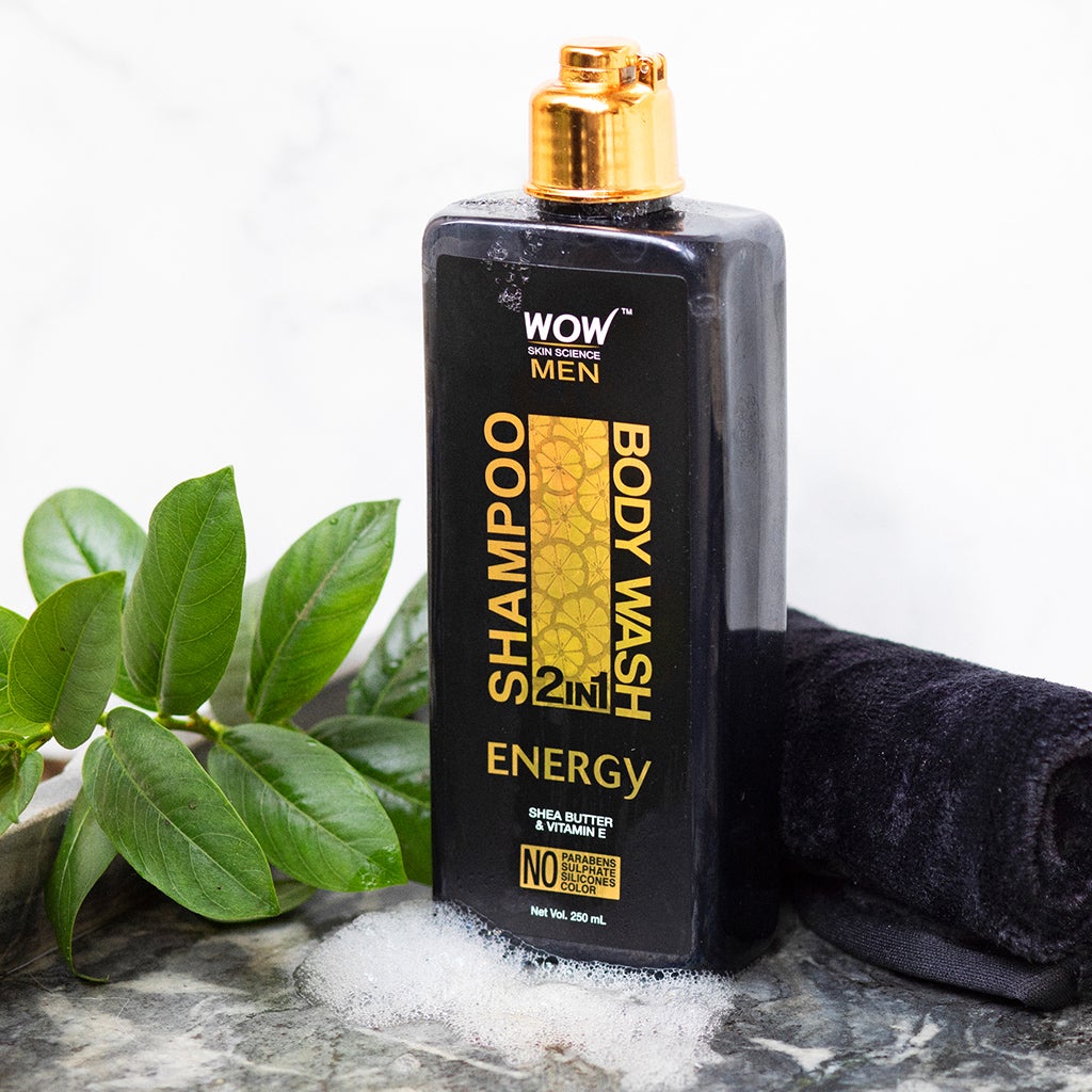 WOW Energy 2-In-1 Shampoo + Body Wash - No Parabens, Sulphate, Silicones & Color - 250 ml
