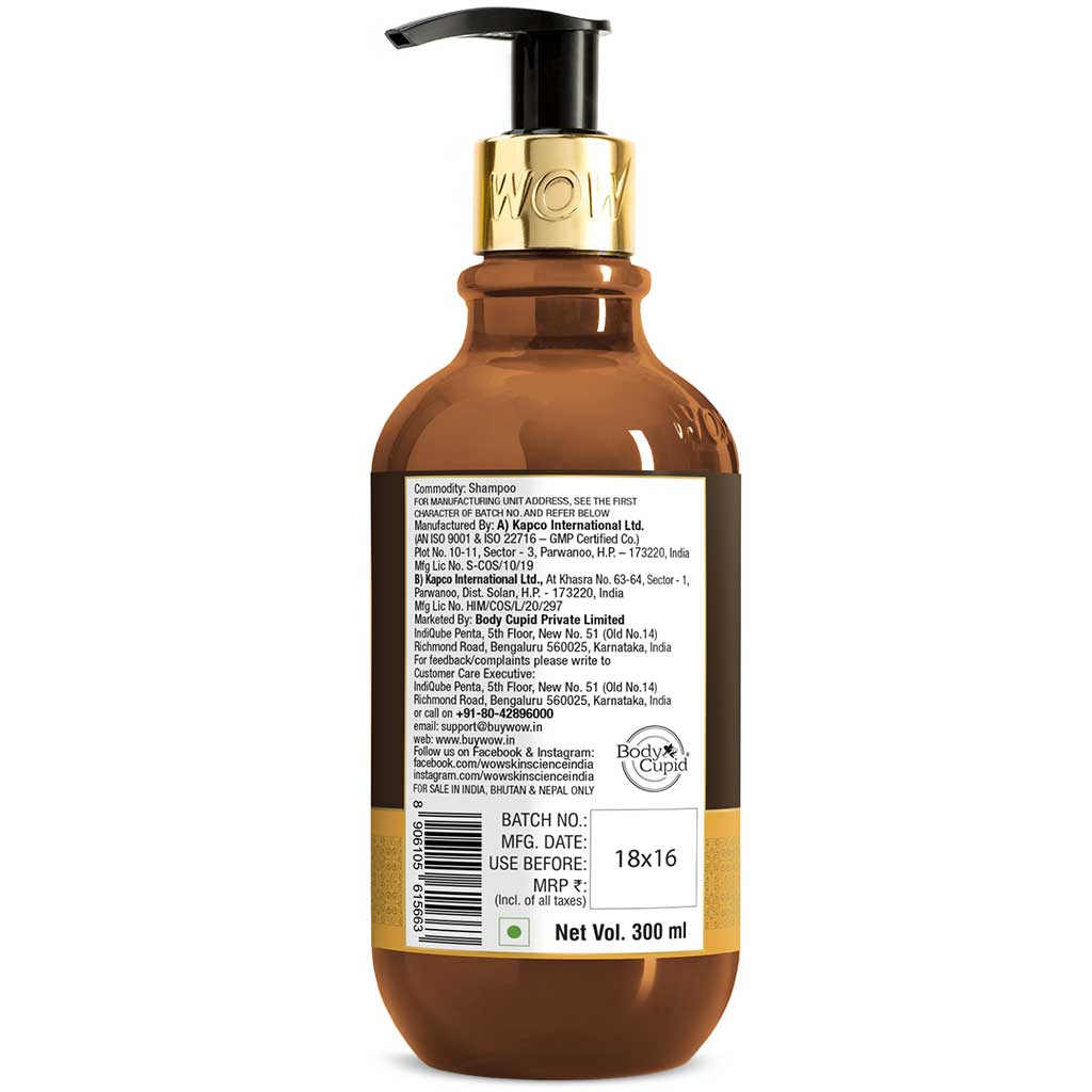 WOW Macadamia Nut Oil Shampoo - Deeply Moisturizing - Hydrating & Smoothening Care - No Sulphate, Parabens, Silicones, Color & PEG - 300ml