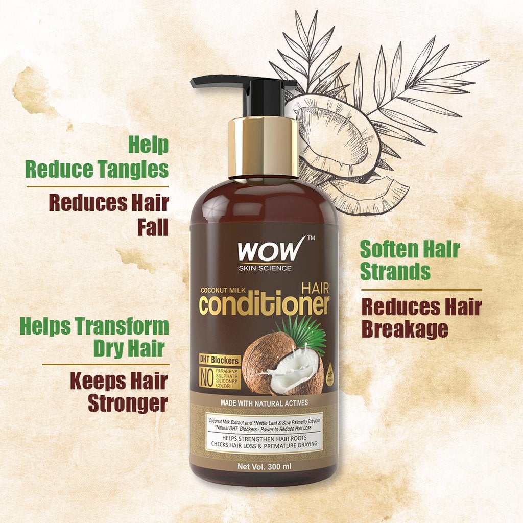WOW Coconut Milk Conditioner - No Parabens, Minerals Silicones & Color - 300 ml