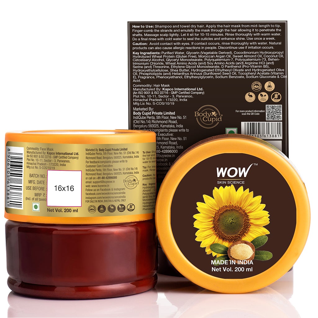 WOW Sunflower Biolipids & Argan Oil Hair Mask for Dry & Damaged Hair