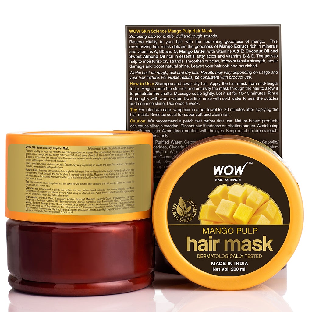 WOW Mango Hair Mask For Healthy Hair - No Mineral Oil, Parabens, Silicones, Synthetic Color, PEG - 200mL