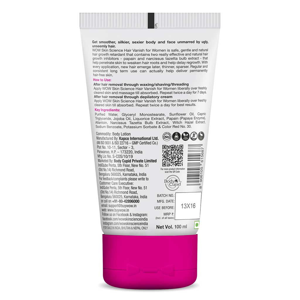 WOW Hair Vanish For Women - No Parabens & Mineral Oil - 100 ml