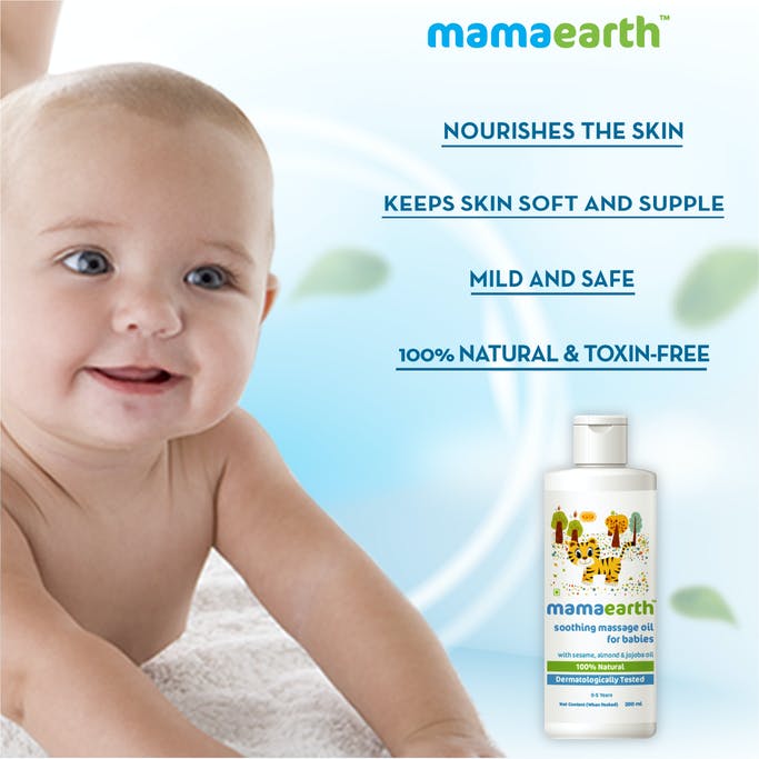 MamaEarth Soothing Massage Oil for Babies with Sesame, Almond and Jojoba Oil - 200ml