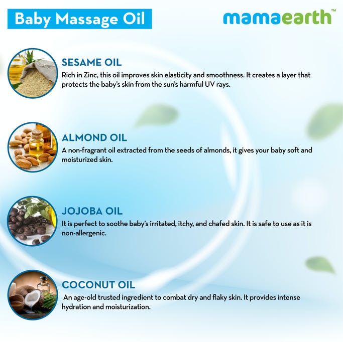 MamaEarth Soothing Massage Oil for Babies with Sesame, Almond and Jojoba Oil - 200ml