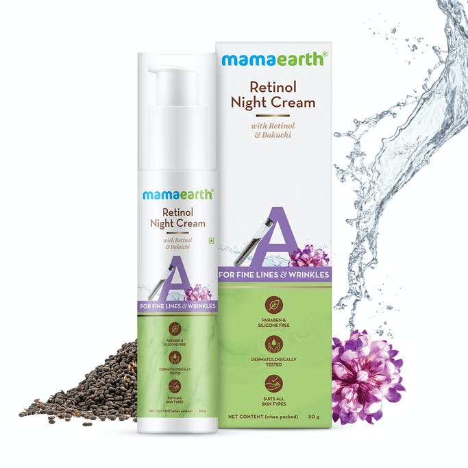 MamaEarth Retinol Night Cream For Women with Retinol and Bakuchi for Anti Aging, Fine Lines and Wrinkles - 50 g