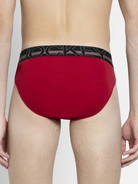JOCKEY (US 17) High-cut Solid Briefs with Exposed Waistband - Chilli Pepper