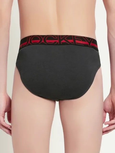 JOCKEY (US 17) High-cut Solid Briefs with Exposed Waistband - Graphite