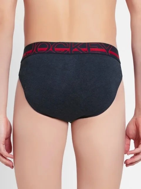 JOCKEY (US 17) High-cut Solid Briefs with Exposed Waistband - Ink Blue Melange