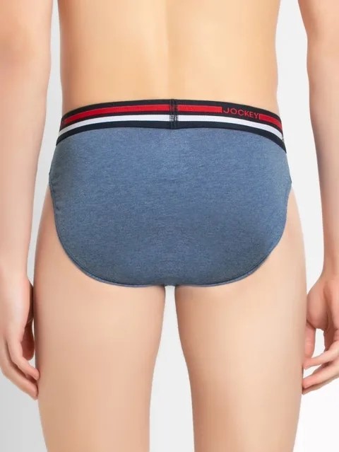 JOCKEY (usa originals US 49) High-cut Solid Briefs with Multicolor Exposed Waistband - Light Denim Melange