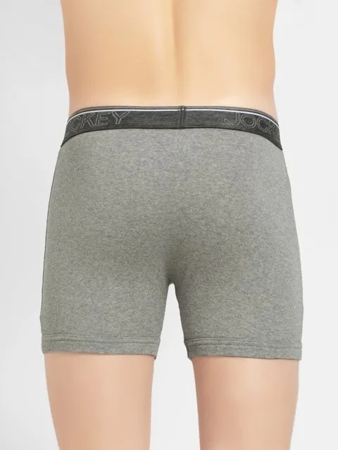 JOCKEY (Modern classic 8009) Boxer Briefs with Front Fly & Exposed Waistband - Grey Melange