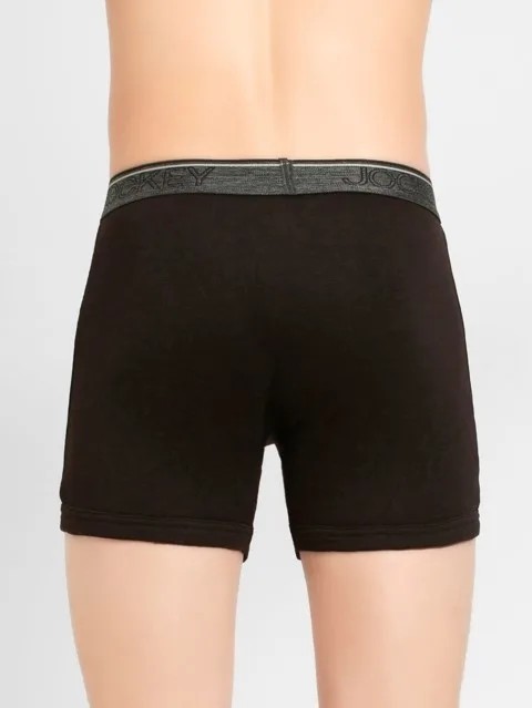 JOCKEY (Modern classic 8009) Boxer Briefs with Front Fly & Exposed Waistband - Brown