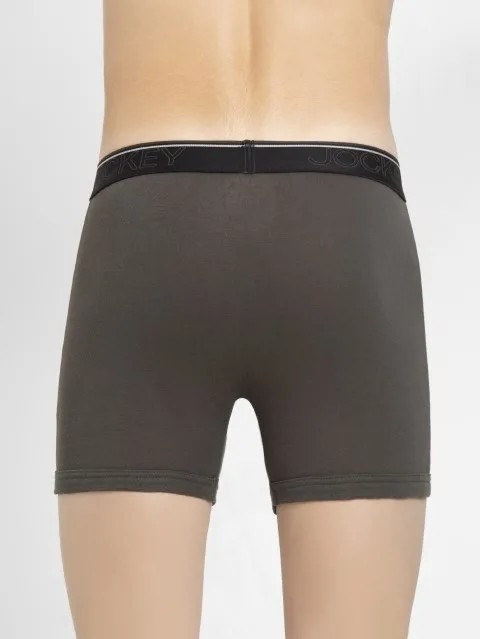 JOCKEY (Modern classic 8009) Boxer Briefs with Front Fly & Exposed Waistband - Deep Olive