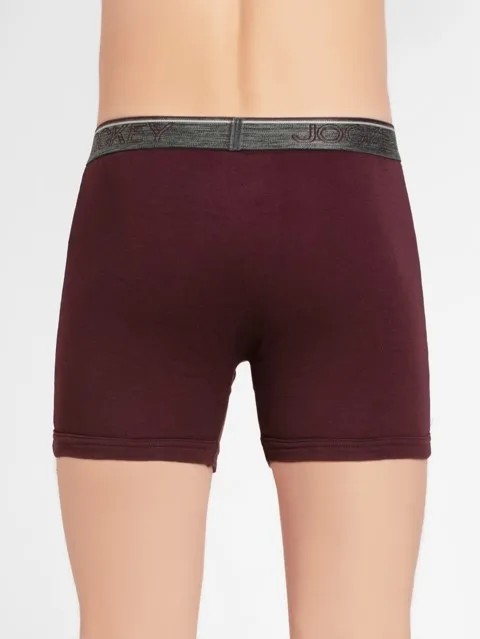 JOCKEY (Modern classic 8009) Boxer Briefs with Front Fly & Exposed Waistband - Wine Tasting