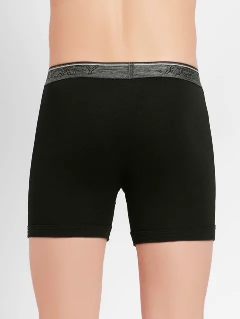 JOCKEY (Modern classic 8009) Boxer Briefs with Front Fly & Exposed Waistband - Black