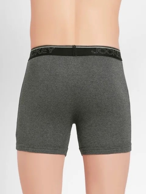 JOCKEY (Modern classic 8009) Boxer Briefs with Front Fly & Exposed Waistband - Charcoal Melange