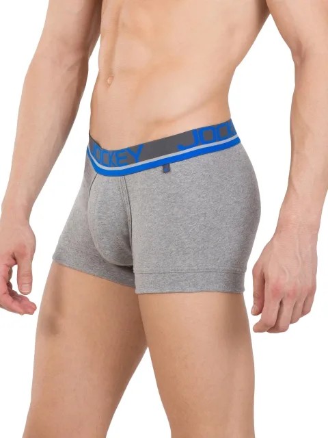 JOCKEY (POP FP03) Modern Trunks with Double layer Contoured Pouch - Grey Melange & Rich Royal Blue