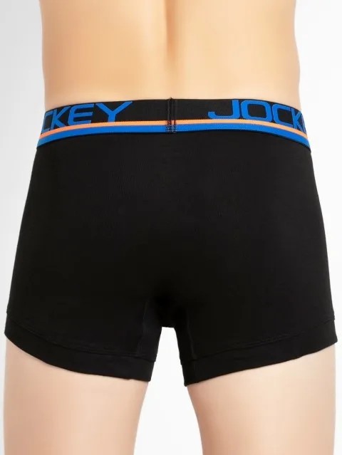 JOCKEY (POP FP03) Modern Trunks with Double layer Contoured Pouch - Black & Neon Orange