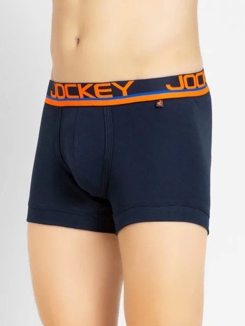 JOCKEY (POP FP03) Trunks with Multicolor Waistband & Double layer Contoured Pouch - Navy