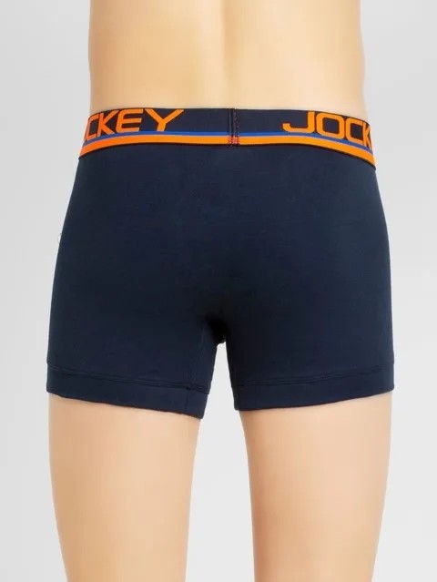 JOCKEY (POP FP03) Trunks with Multicolor Waistband & Double layer Contoured Pouch - Navy