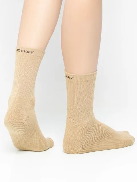 JOCKEY  SOCKS (2 PCS) (7035) Ribbed Crew Socks for Men - Khaki