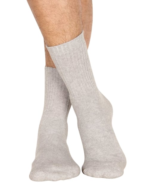 JOCKEY  SOCKS (2 PCS) (7035) Ribbed Crew Socks for Men - Grey Melange