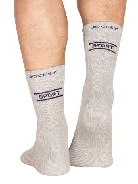 JOCKEY  SOCKS (2 PCS) (7035) Ribbed Crew Socks for Men - Grey Melange