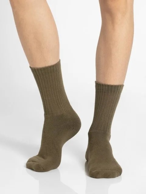 JOCKEY  SOCKS (2 PCS) (7035) Olive Men Crew Socks
