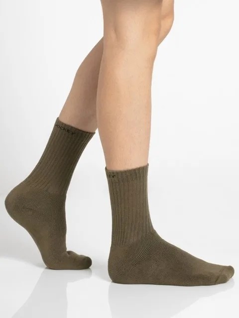 JOCKEY  SOCKS (2 PCS) (7035) Olive Men Crew Socks