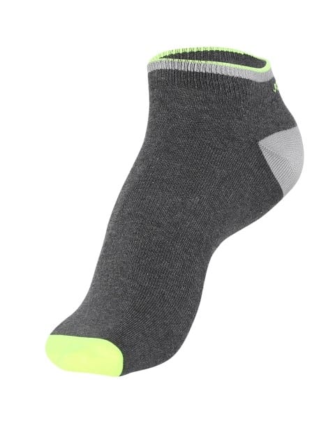JOCKEY SOCKS (2 PCS) (POP 7052) Casual Low Show Socks for Men - Charcoal Melange & Neon Yellow