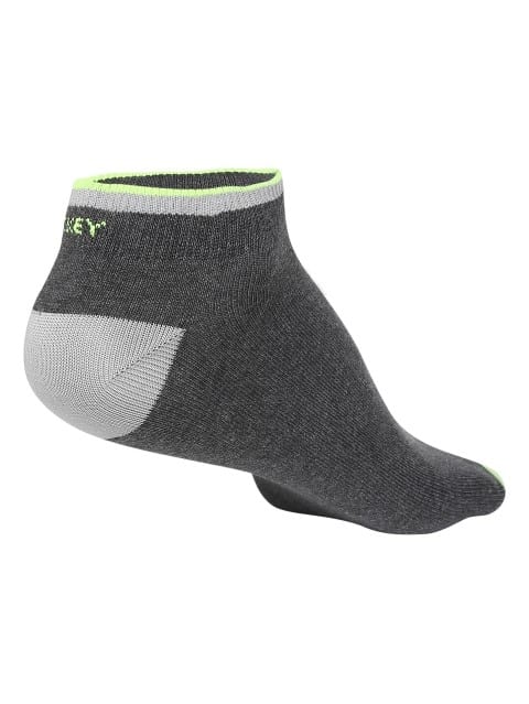 JOCKEY SOCKS (2 PCS) (POP 7052) Casual Low Show Socks for Men - Charcoal Melange & Neon Yellow