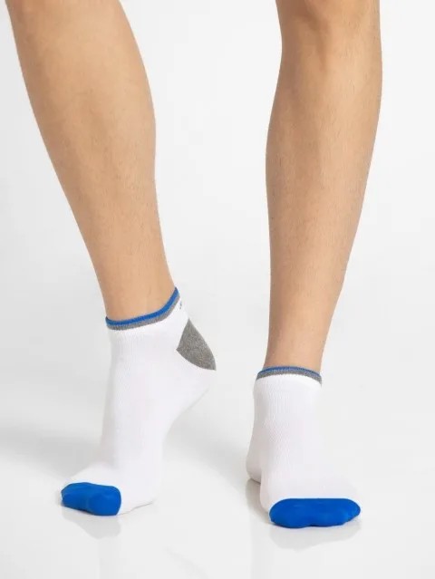 JOCKEY SOCKS (2 PCS) (POP 7052) Casual Low Show Socks for Men - White & Rich Royal Blue