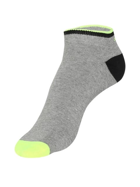 JOCKEY  SOCKS (2 PCS) (POP 7052) Casual Low Show Socks for Men - Grey Melange & Neon Yellow