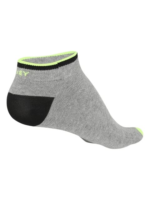 JOCKEY  SOCKS (2 PCS) (POP 7052) Casual Low Show Socks for Men - Grey Melange & Neon Yellow