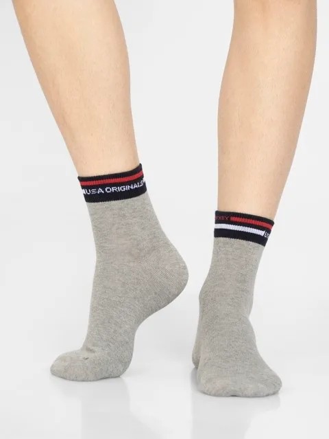 JOCKEY  SOCKS (1 pair) (USA Originals 7002) Solid Ankle Socks for Men - Grey Melange
