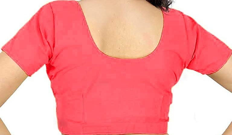 BLOUSE (REGULAR) - Round Neck Pure Cotton Readymade Women Blouse -Brink Pink Colour