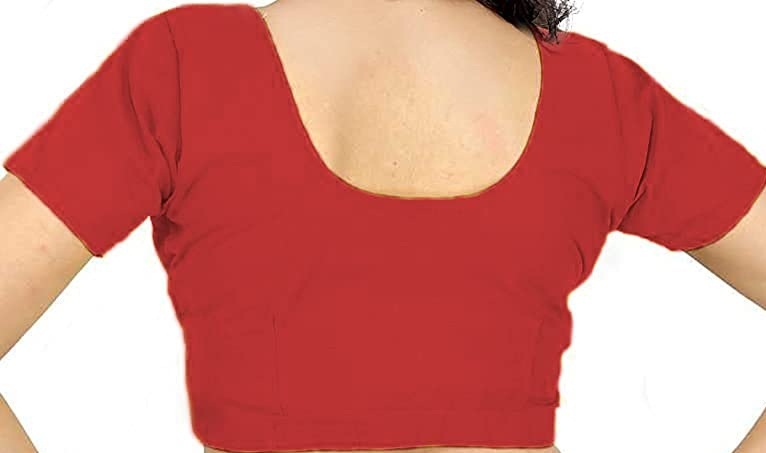 BLOUSE (REGULAR) - Round Neck Pure Cotton Readymade Women Blouse - Chestnut Colour