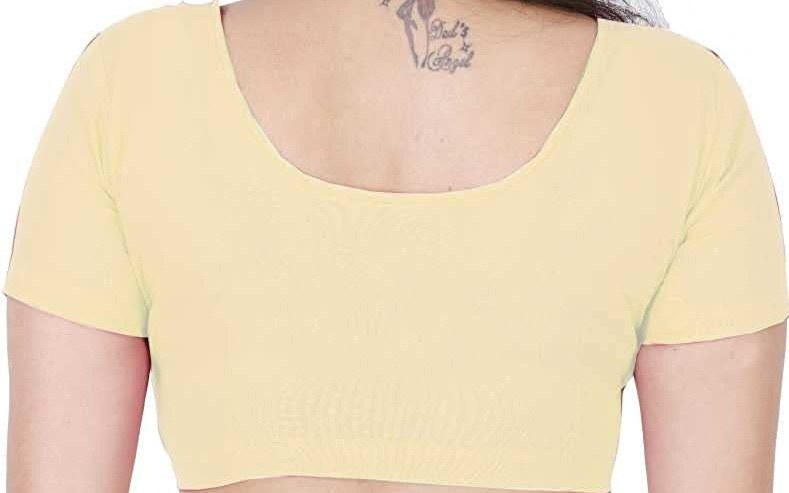 BLOUSE (REGULAR) - Round Neck Pure Cotton Readymade Women Blouse - Cream Colour