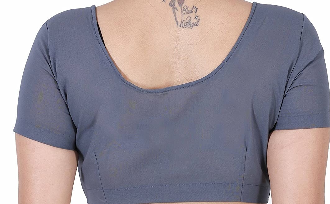 BLOUSE (REGULAR) - Round Neck Pure Cotton Readymade Women Blouse - Grey Colour