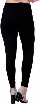 Leggings -  Women's Cotton Churidar  Leggings - BLACK COLOUR