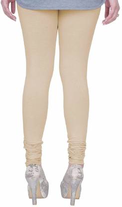 Leggings -  Women's Cotton Churidar  Leggings - BEIGE SOLID COLOUR