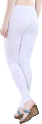 Leggings -  Women's Cotton Churidar  Leggings - WHITE COLOUR