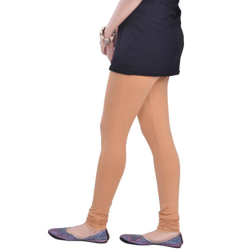 Leggings -  Women's Cotton Churidar  Leggings - FAWN COLOUR